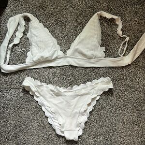 White Scalloped Bikini Set
